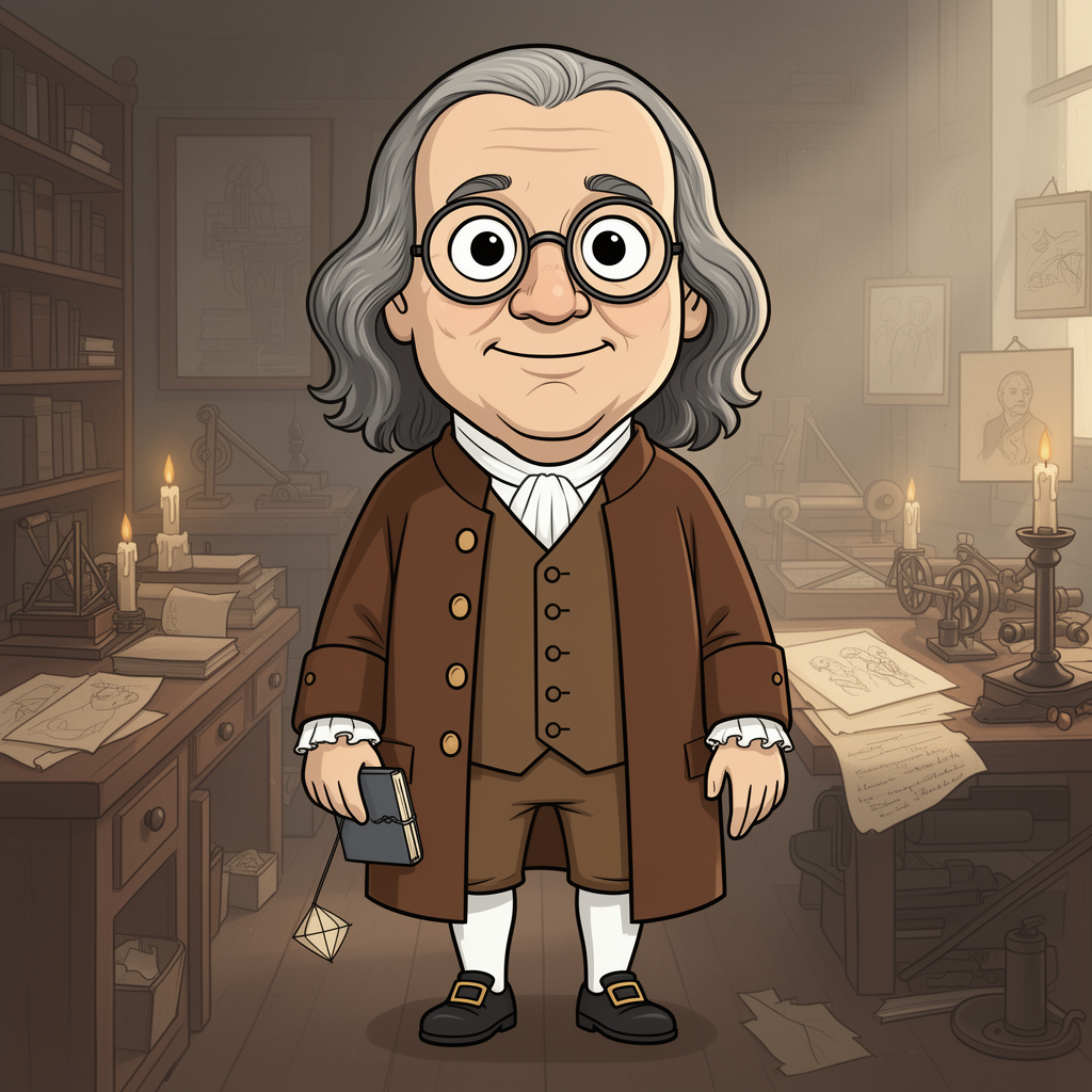 Benjamin Franklin character illustration