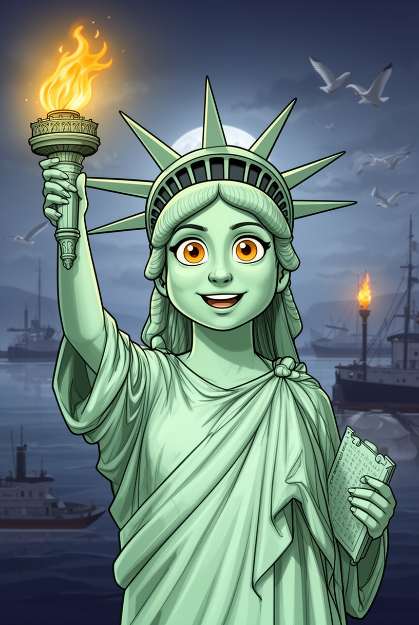 Lady Liberty character illustration