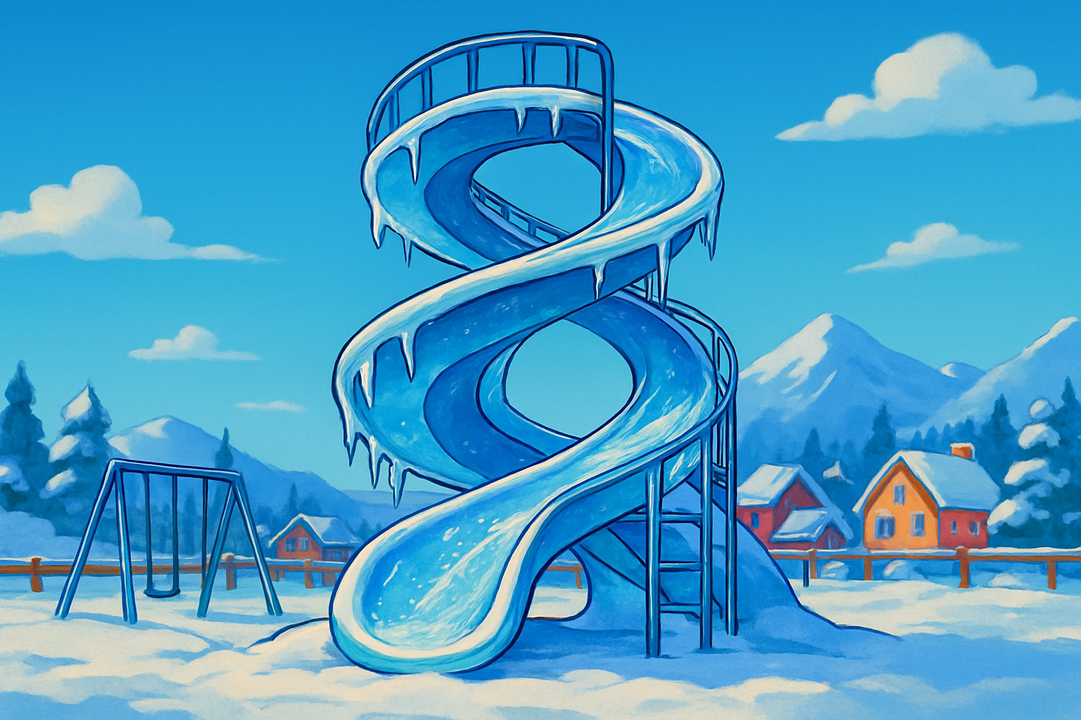 The Big Big Slide with fire and ice. There is fire on the big slide cover