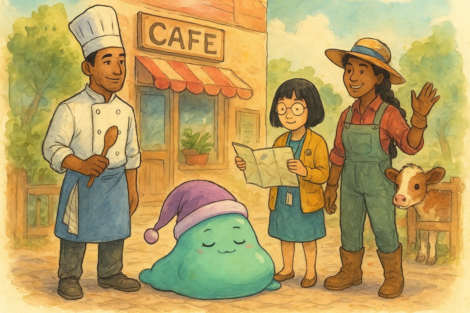 Sleepy Slime and the Kindness Kitchen Quest cover illustration