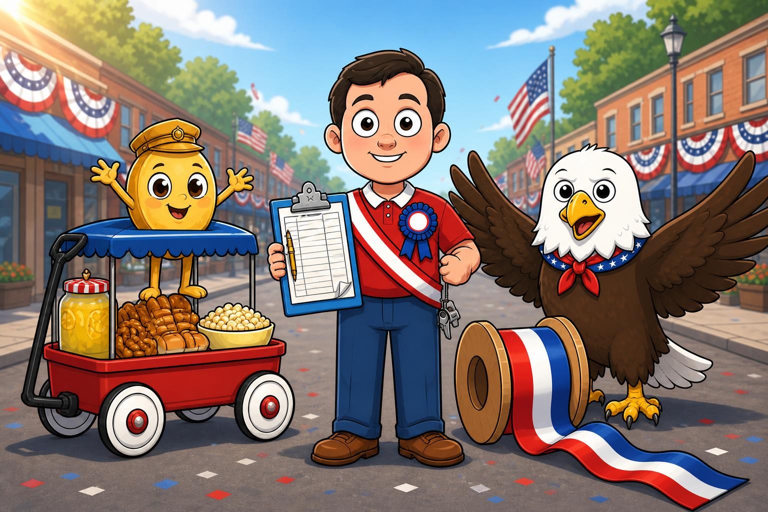 Mayor Bunting's Glorious, Glitchy Parade cover illustration