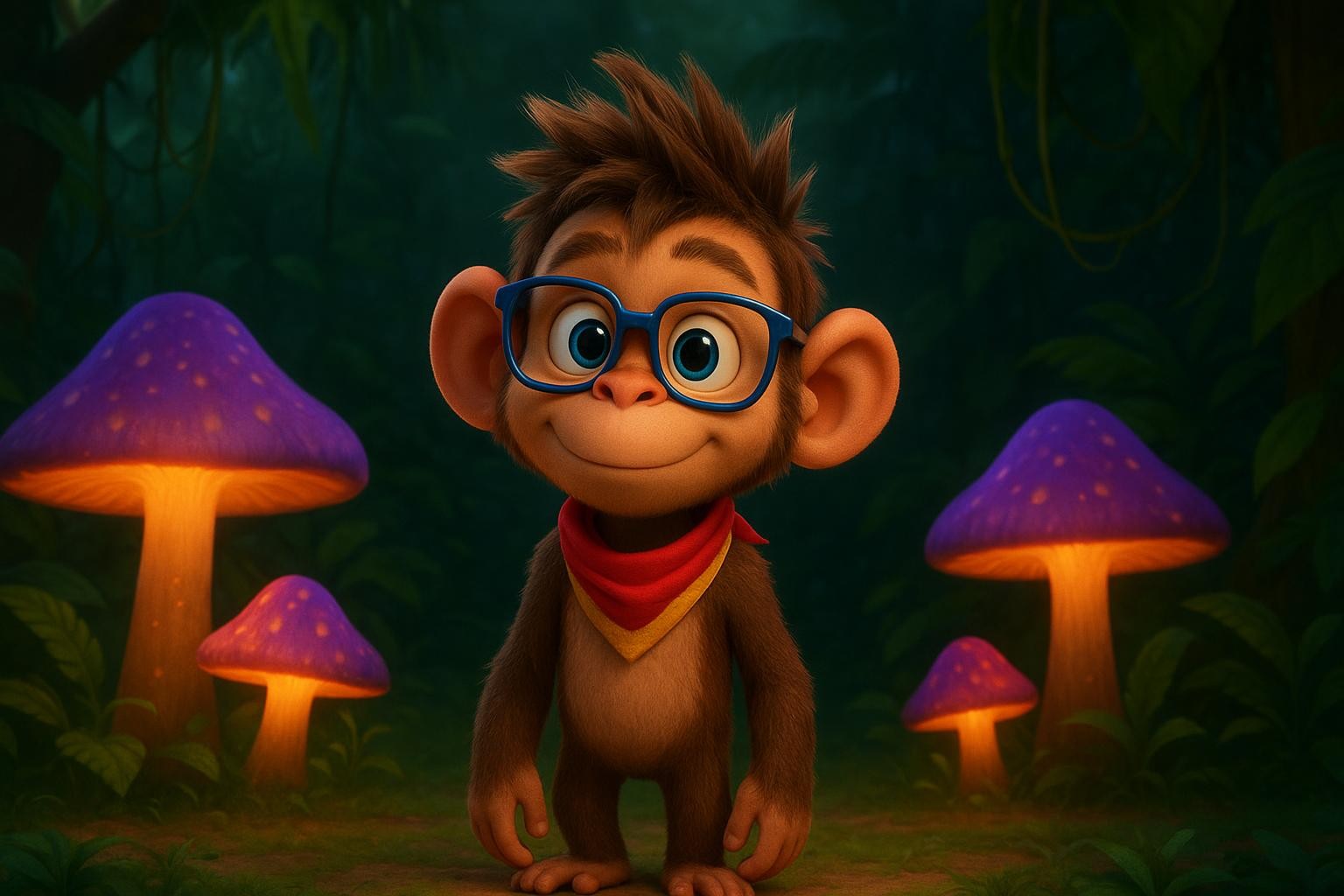 Silly Baboon and the Glowing Mushrooms cover illustration